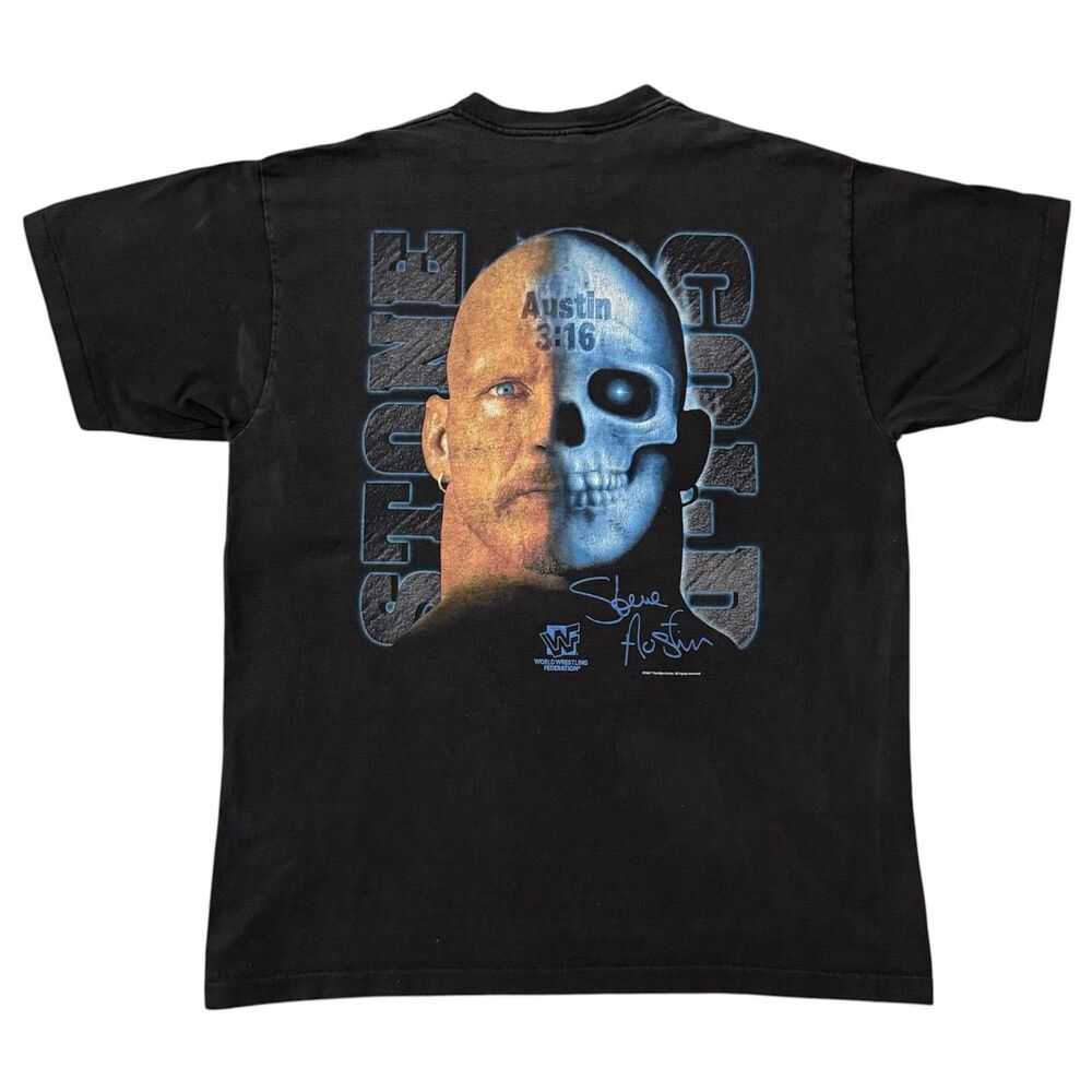 Vintage 1997 WWF Stone Cold Steve Austin Shirt XL Other Side Jackass Skull Softe
